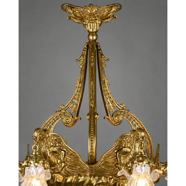 1980 French Louis XVI Gold Bronze Chandelier - 16 Lights For Sale - Image 6 of 10