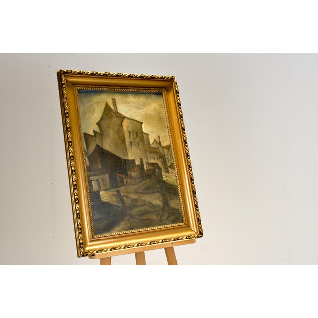 Wood City View Berlin Street, 1925, Oil on Cardboard, Framed For Sale - Image 7 of 9