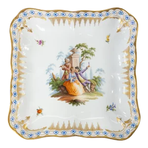 Late 19th Century Meissen Porcelain Dish with Courting Scene