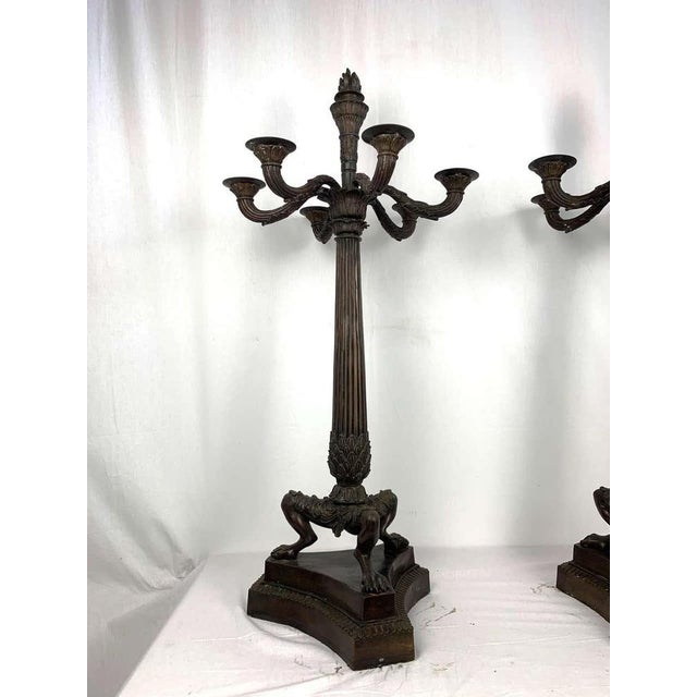 Black Empire Bronze Candelabras, France, Set of 2 For Sale - Image 8 of 9