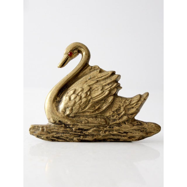 Mid 20th Century Vintage Brass Swan For Sale - Image 5 of 5