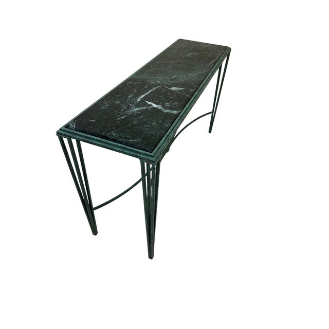Modern 1980s Green Marble Wrought Iron Console For Sale - Image 3 of 5