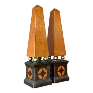 Vintage Boho Leather a Obelisks - A Pair