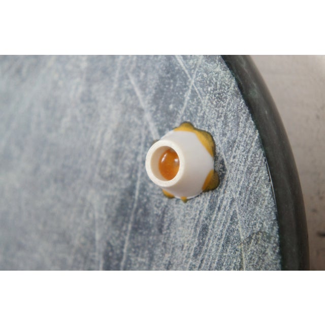 Vintage Green Marble Brass French Horn Cheese Plate Serving Tray For Sale - Image 9 of 12