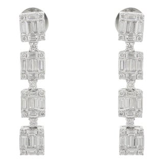 1.64 Ctw Brilliant Diamond Dangle Earrings for Engagement, a Pair For Sale