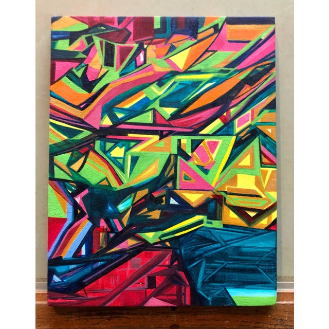 Unknown, Angular Revelation, Abstract Geometric Dayglo Street Art Graffiti Painting, 2001 For Sale - Image 4 of 5