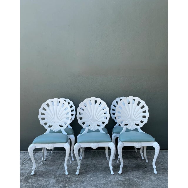Late 20th Century Vintage Cast Aluminum Shell Back Grotto Chairs - Set of 6 For Sale - Image 5 of 11