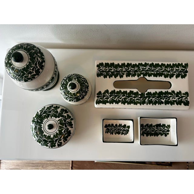 Vintage Mexican Pottery Vanity or Dressing Table Set- 6 Pieces For Sale - Image 10 of 11