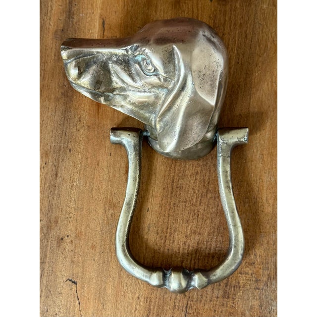 Vintage Solid Brass Dog Door Knocker For Sale - Image 6 of 6