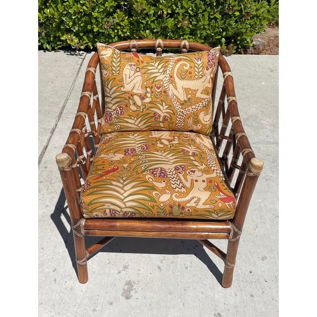 Contemporary Authentic McGuire Lounge Chair, New Lee Jofa Cushions For Sale - Image 3 of 17