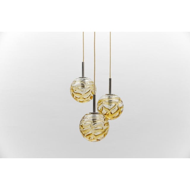 Yellow Murano Glass Ball Pendant Cascading Lamp from Doria Leuchten, Germany, 1960s For Sale - Image 9 of 9