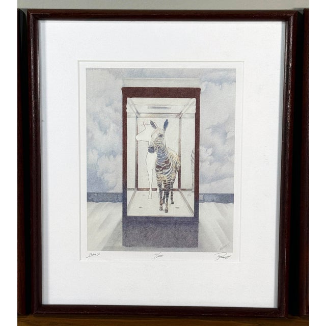 Surrealism Framed Limited Edition Surrealist Zebra Prints Signed “Rocha ’84” - Edition 10/200 - Set of 3 For Sale - Image 3 of 12