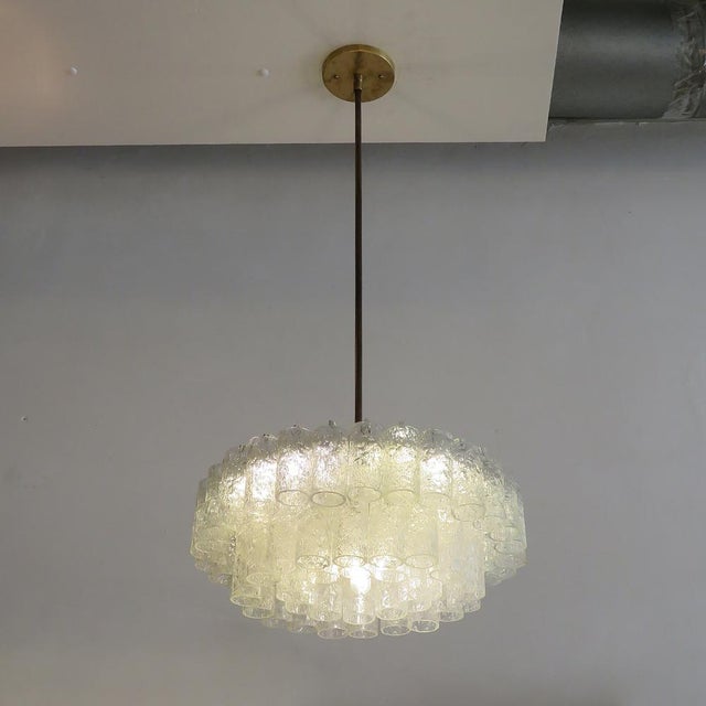 Brass Ice Glass Chandelier by Doria Leuchten, Germany, 1960 For Sale - Image 8 of 10