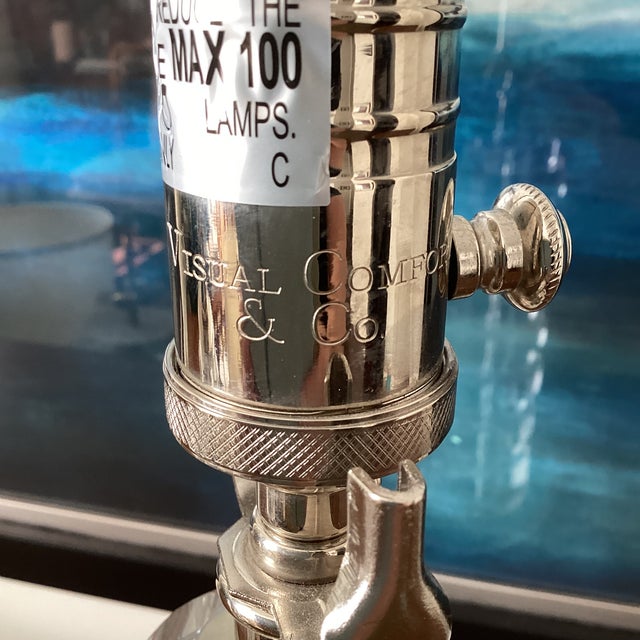 2010s Visual Comfort Art Deco Style Glass and Nickel Table Lamps - a Pair For Sale - Image 5 of 5