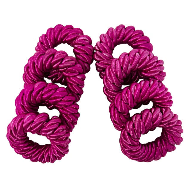 Textile Vintage 90s Hot Pink Fabric Napkin - Rings (Set of 8) For Sale - Image 7 of 10