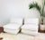 1970s Vintage 1970s Pair of Modern Slipper Chairs & Ottoman in White Faux Shearling / Boucle Upholstery by Marge Carson For Sale - Image 5 of 11