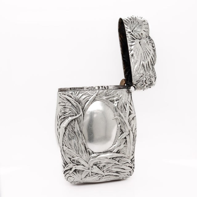 Silver Antique Blackinton & Co. Palm Leaf Tropical Sterling Silver Matchsafe or Vesta For Sale - Image 8 of 15