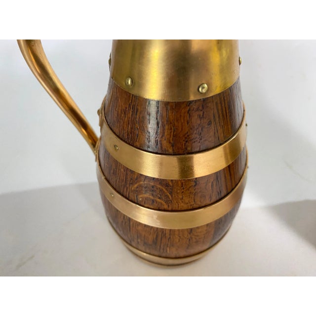 Oak and Brass Barrel Form Pitchers from Gerard Lafitte, France, 1933, Set of 3 For Sale - Image 11 of 13