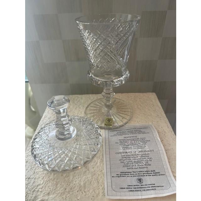 Mid-Century Modern 1990s Caesar Crystal Lead Crystal Apothecary Jar With Lid For Sale - Image 3 of 6