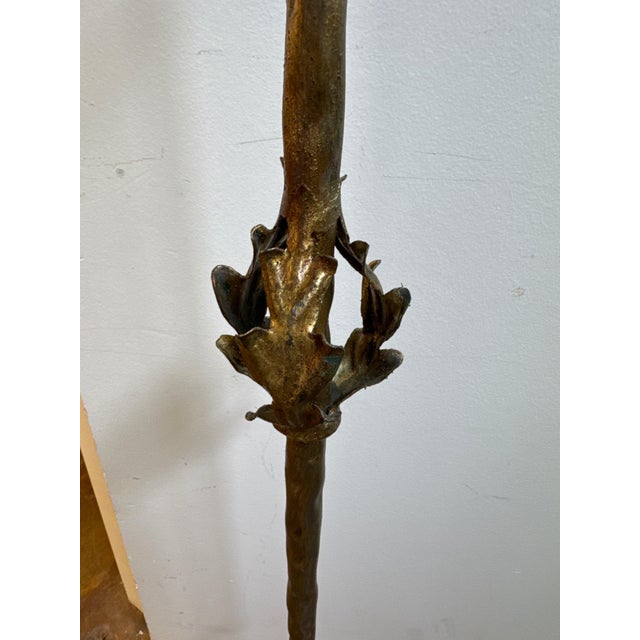 Pair of Spanish gold gilt mid century floor lamps. Newly rewired 16”dia x 60”h to socket 46-010