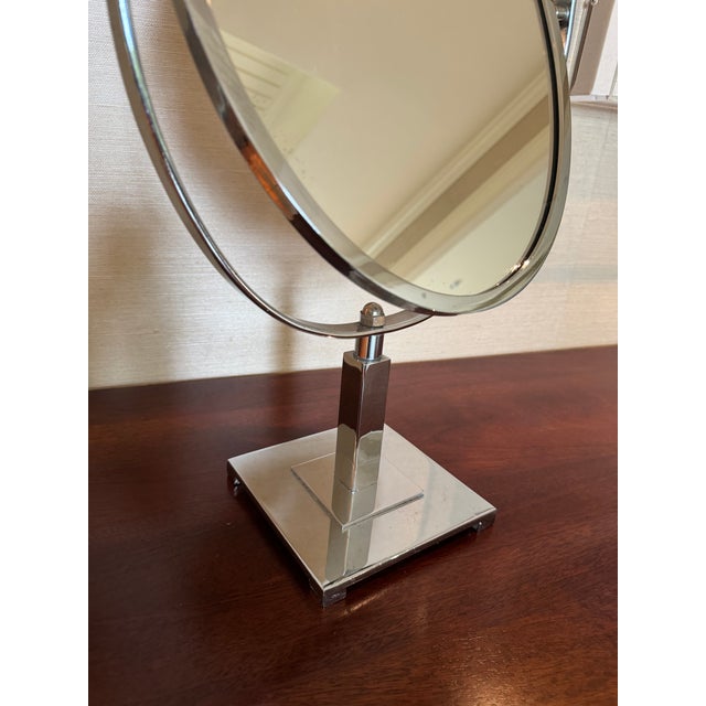 Mid-Century Modern Vintage Tabletop Vanity Chrome Mirror For Sale - Image 3 of 4