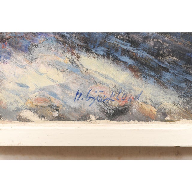 Mid-Century Modern Swedish Riverscape With Cows Painting, c.1970s For Sale - Image 3 of 11