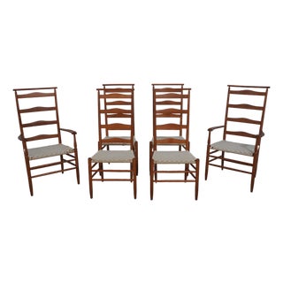 Nichols & Stone Set of 6 Shaker Style Cherry Ladder Back Dining Chairs For Sale
