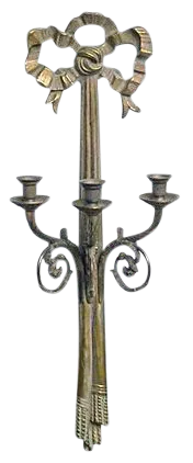 Antique Brass Ribbon Three-Arm Candle Sconce