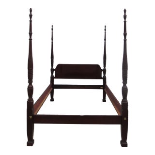 1980s Thomasville Queen Poster Bed Rice Cherry Carved For Sale