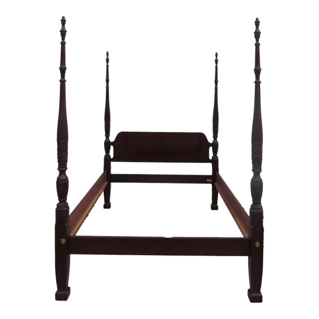 1980s Thomasville Queen Poster Bed Rice Cherry Carved For Sale