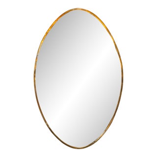 Vintage Italian Oval Brass Wall Mirror 1980s For Sale