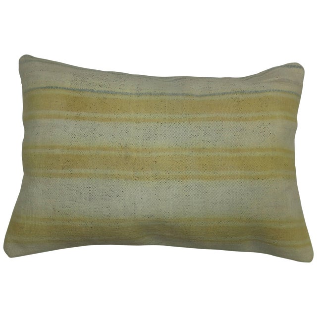 Ivory Yellow Indian Dhurrie Pillow For Sale - Image 4 of 5