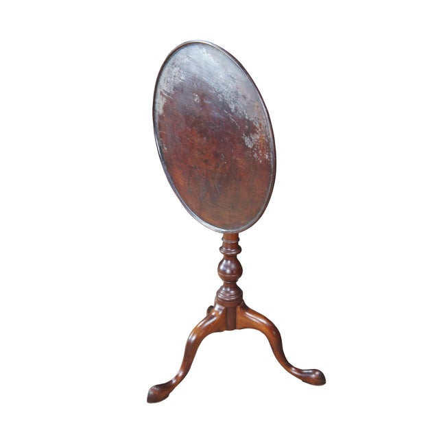Queen Anne Antique Queen Anne Philadelphia Mahogany Tilt Top Birdcage Candlestand Tea Table For Sale - Image 3 of 12