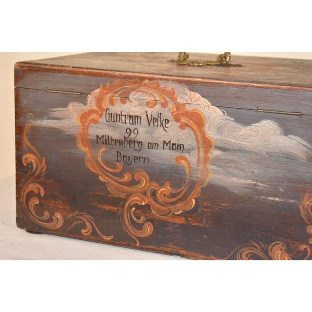 Mid 19th Century !9th Century Pine Box With Hand-Painted Decoration For Sale - Image 5 of 12