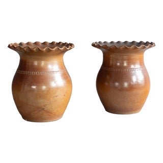 Large Vintage Salt Glazed Pots, 1930s, Set of 2 For Sale