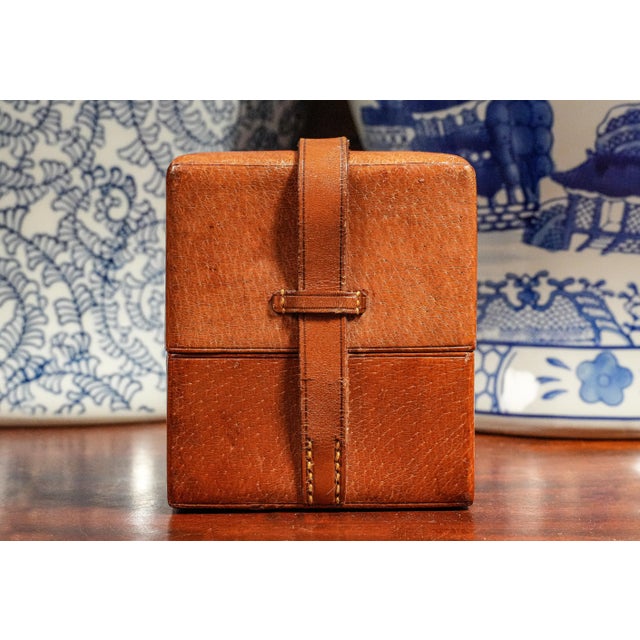 Set of 3, Edwardian Pigskin Leather Travel Case With Sterling Silver Top Treble Spirit Flasks Bottles For Sale - Image 10 of 14