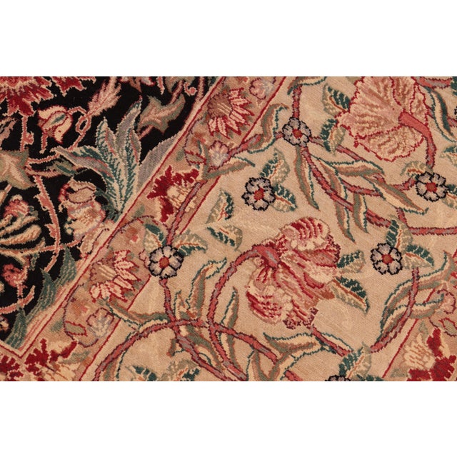 1990s Art Nouveau William Morris Pak-Persian Black/Beige Wool Rug - 8'1'' X 10'5'' For Sale - Image 5 of 9