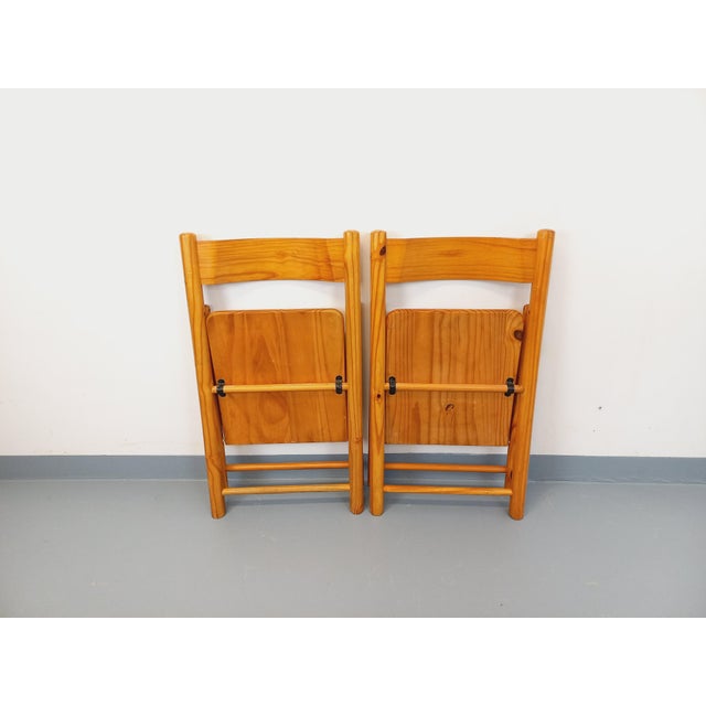 Vintage Folding Pine Chairs, 1980s, Set of 2 For Sale - Image 12 of 18