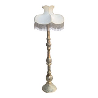 Vintage Monumental Moroccan Etched Brass Floor Lamp For Sale