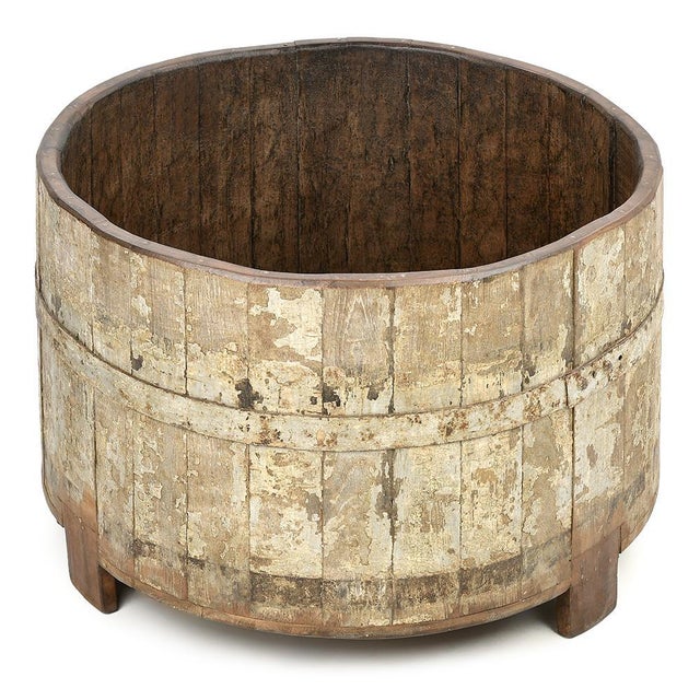 Patinated Solid Wood Barrel For Sale - Image 6 of 6