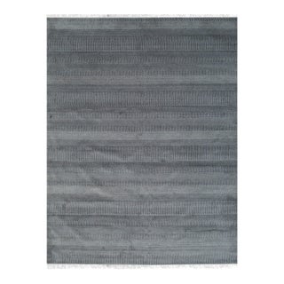 8x10 Traditional Graceful Gray Geometric Modern Hand Knotted Wool & Viscose Carpet Rug For Sale