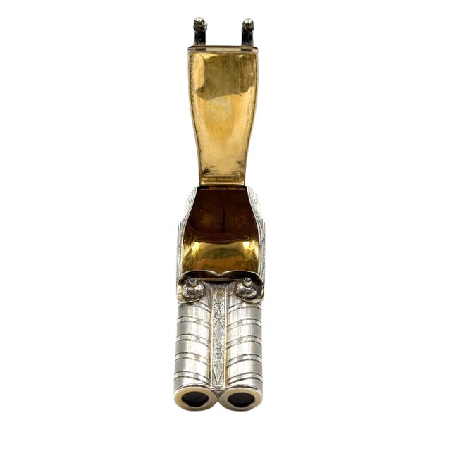 Gun-Shaped Silver Vermeil Snuff Cigarette Box, France, Early 20th Century For Sale - Image 10 of 17