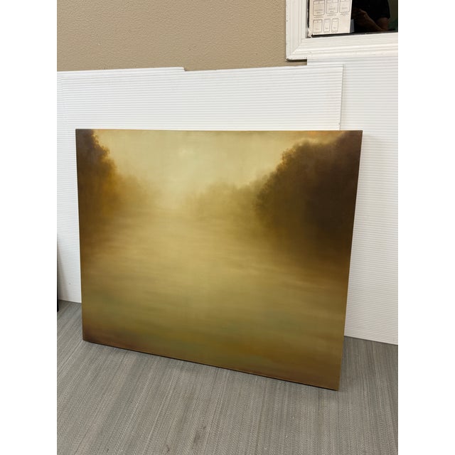 Contemporary Aondrea Maynard Evening's Gold Oil on Wood Painting, Original For Sale - Image 3 of 12