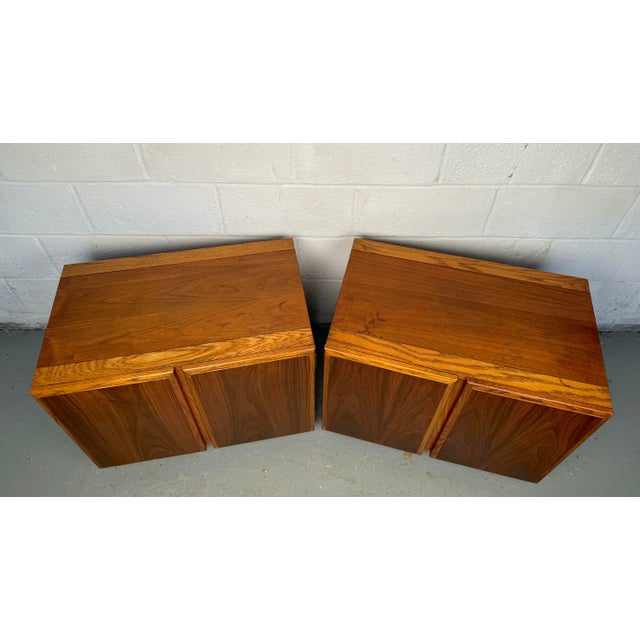 Mid 20th Century Vintage Walnut Cabinet Nightstands by Lane - a Pair For Sale In New York - Image 6 of 12