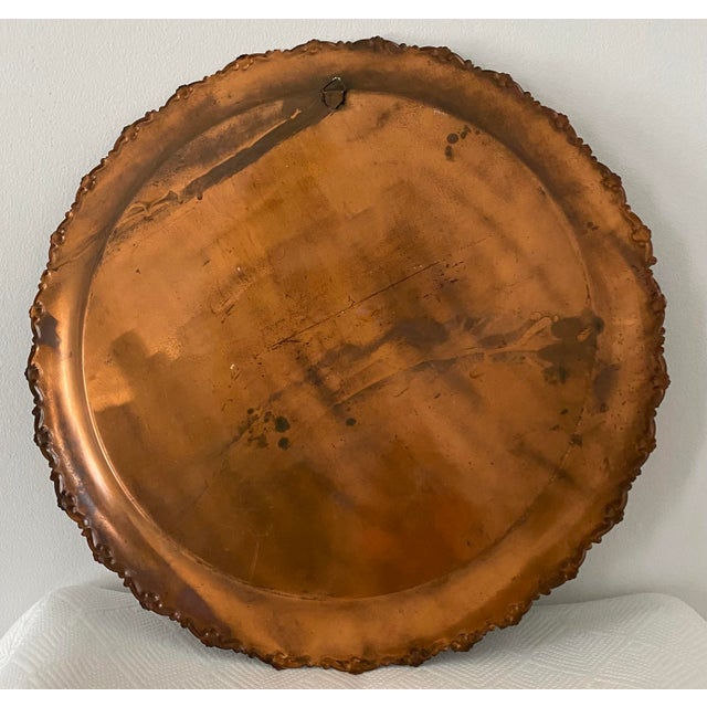 Mediterranean Antique Etched Copper Wall Decor Tray For Sale - Image 3 of 4