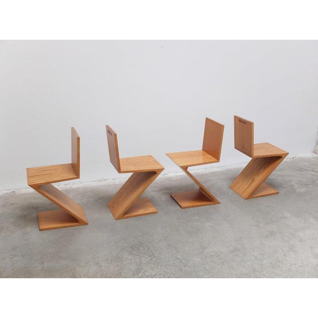 Zig Zag Chairs by Gerrit Rietveld for Cassina, 1980s, Set of 4 For Sale - Image 9 of 18