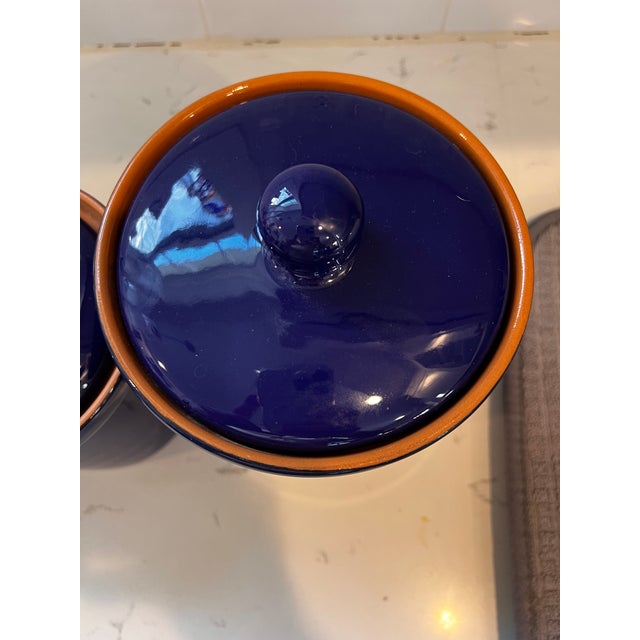Italian Terracotta Cobalt Blue Canisters Set of 4 Chairish
