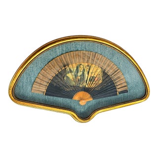 Mid-20th Century Vintage Framed Spanish Souvenir Folding Hand Fan Shadow Box For Sale
