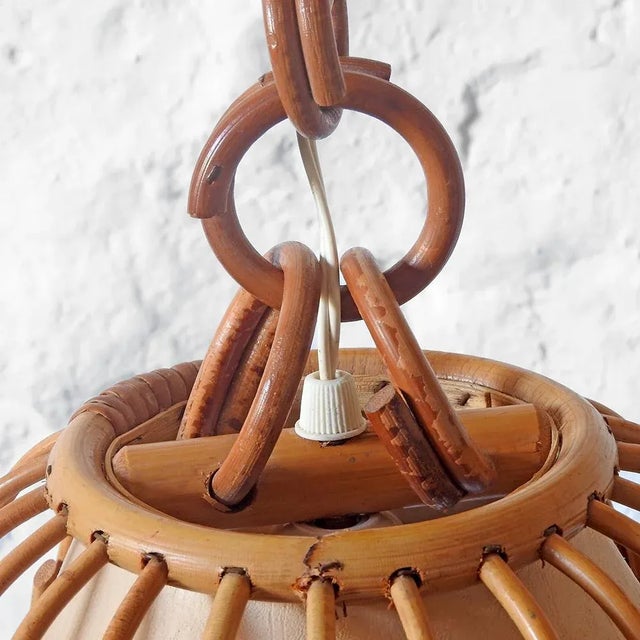 Mid-Century Modern Handcrafted Pendant Lamp in the style of Louis Sognot, 1960s For Sale - Image 9 of 10