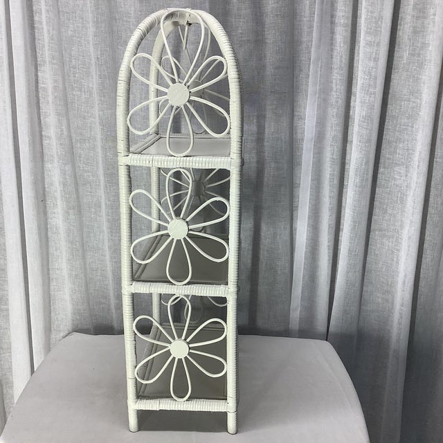 Vintage Boho Chic Wicker Shelf With Daisy Design Chairish